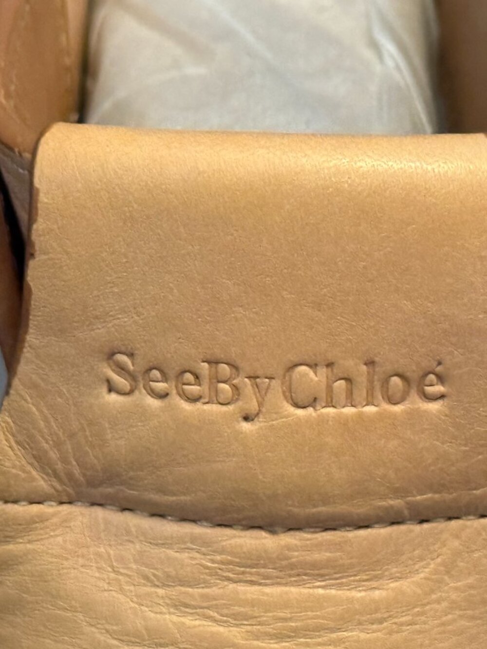 Authentic See by Chloé Denim Frayed Wedge Sandals (8) - Picture 2 of 14